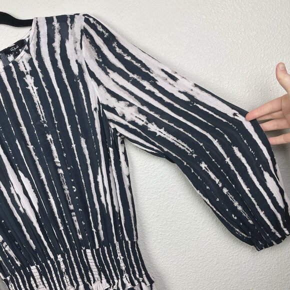 Rails NWT Inez Dress Women's Small Black Nile Mini Dress Long Sleeve Smocked - Picture 7 of 16